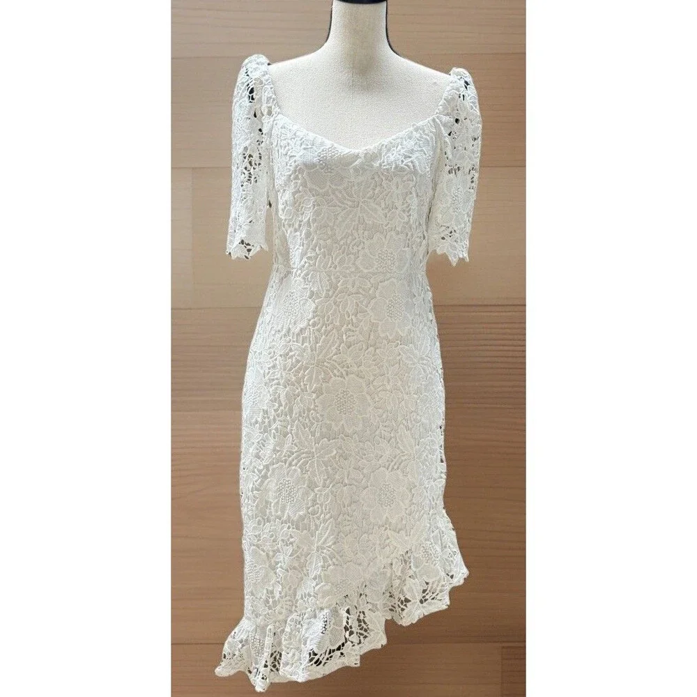 JJ's House Adelita White Lace Midi Dress Size L #312108 - Picture 3 of 16